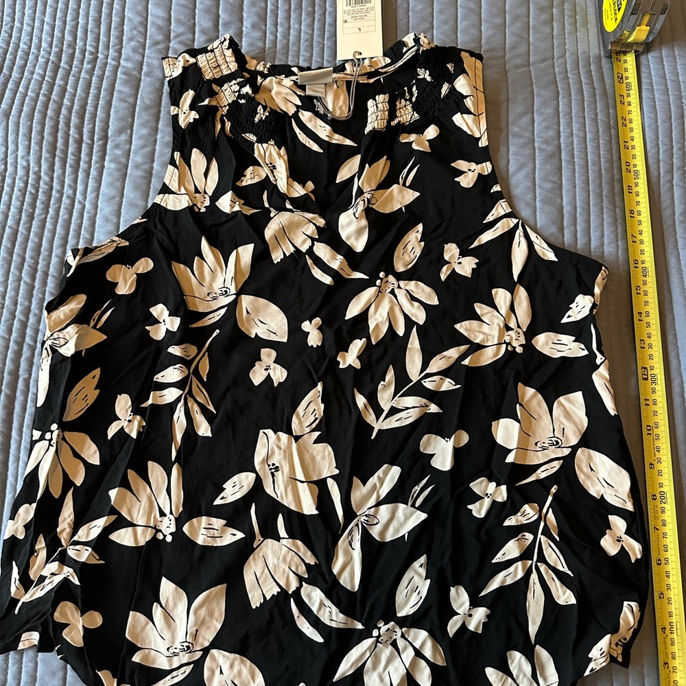 A New Day Black and Cream Floral Blouse